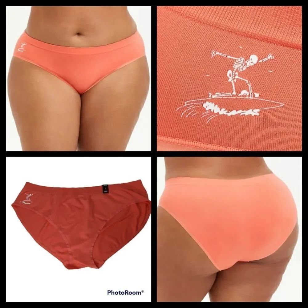 3X 22W 24W Torrid Coral Seamless Hipster Panty Surfing Skeleton NWT Plussize